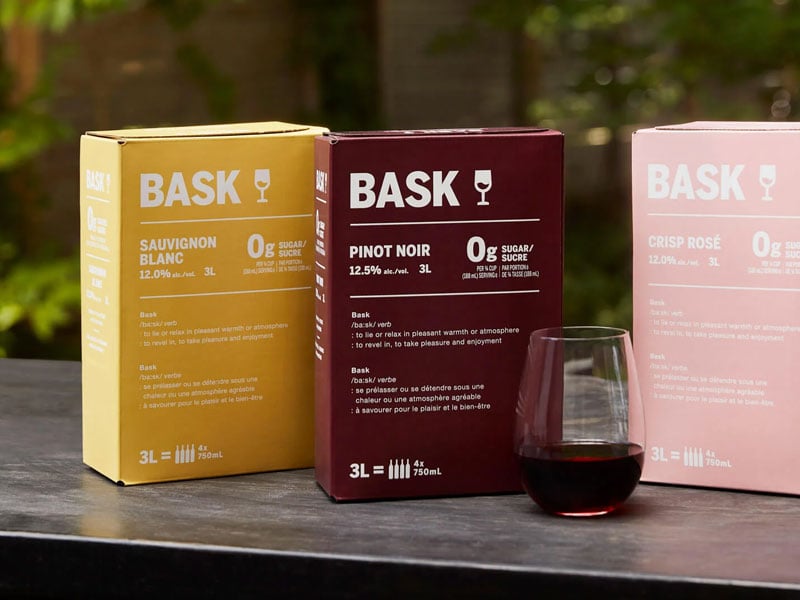BASK Wine boxes on a picnic table